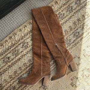 Dolce Vita Saddle Suede Ohanna Brown Over The Knee Boots Size 5.5